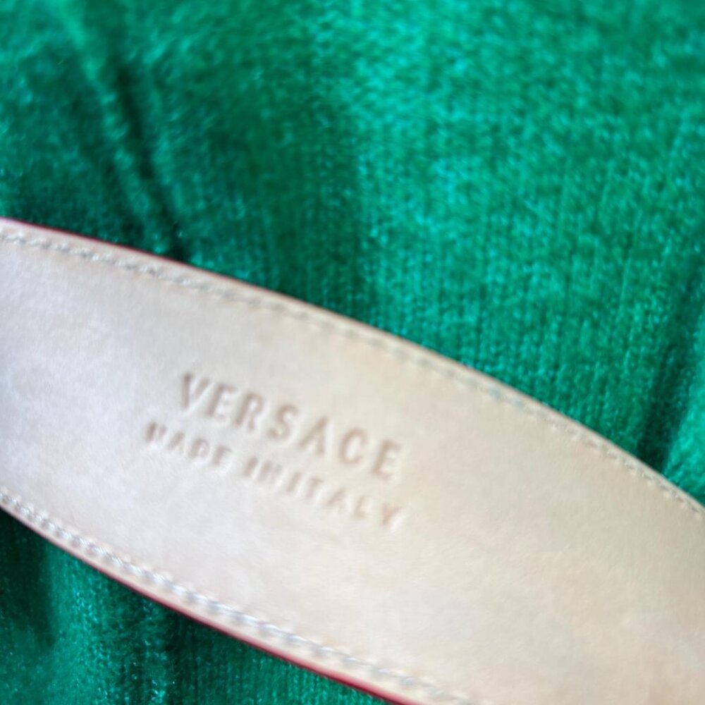 Versace Medusa Red Patent Leather Belt Gold Medusa Buckle Size 80 32 Italy - Picture 4 of 4